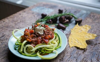 Pasta courgetti met bolognesesaus